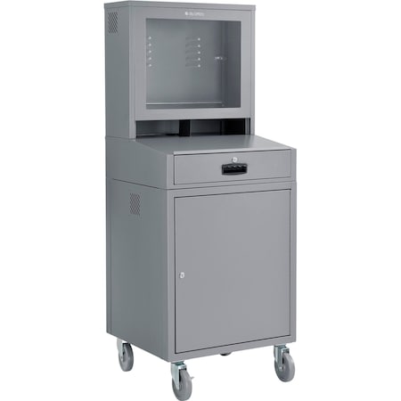 Global Industrial Mobile LCD Computer Cabinet, Dark Gray, Assembled 239115GYA